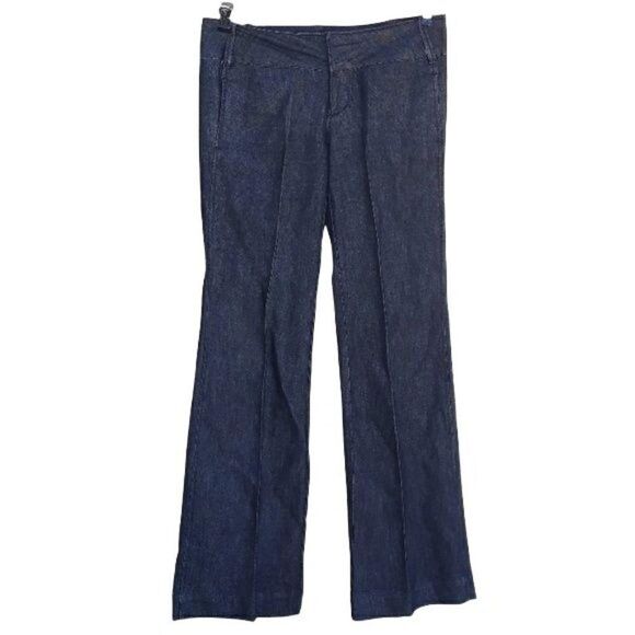 Apostrophe Jean Dark Wash Black Low Rise Flat Front Bootcut 2 Pocket Cotton Sz 6 - Picture 1 of 8